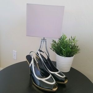 Black/gold/silver Heels